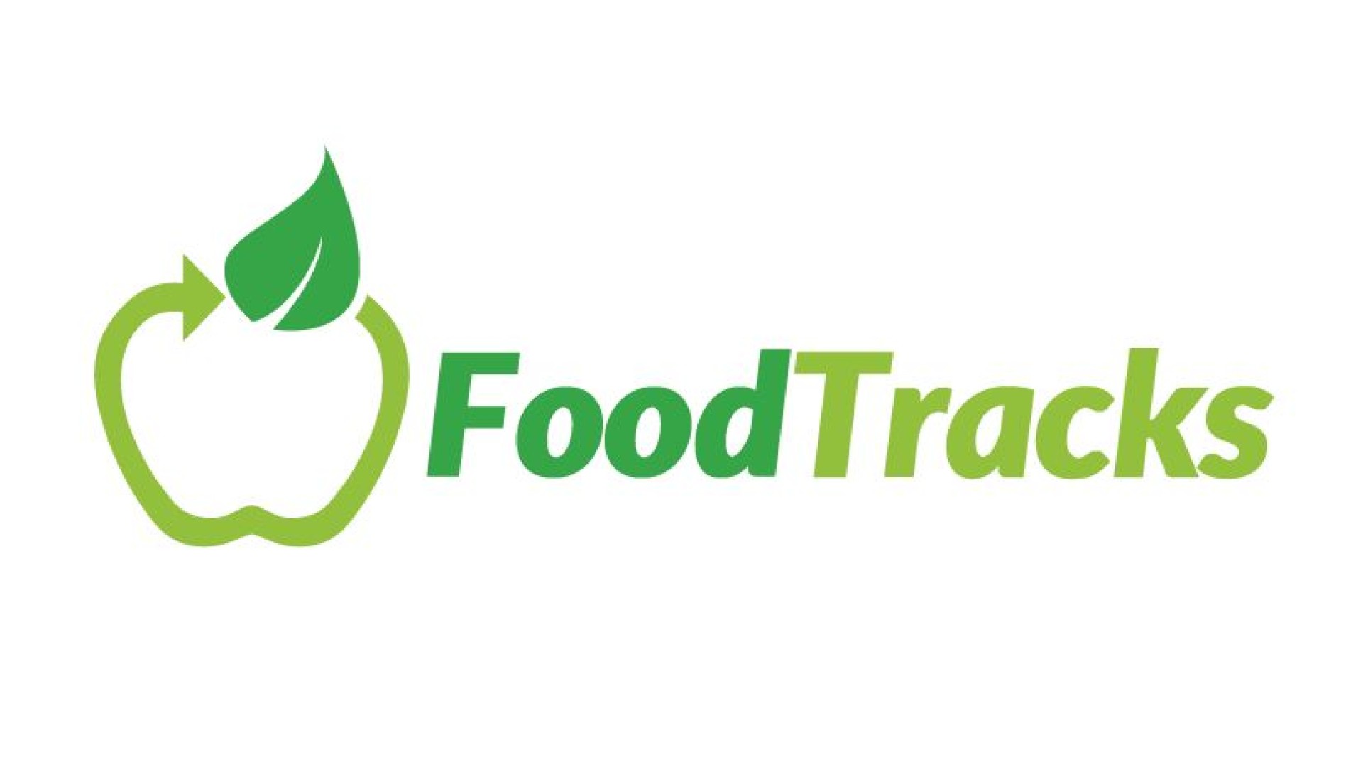 Logo von FoodTracks: Apfel mit kreisf&ouml;rmigem Pfeil und Blatt